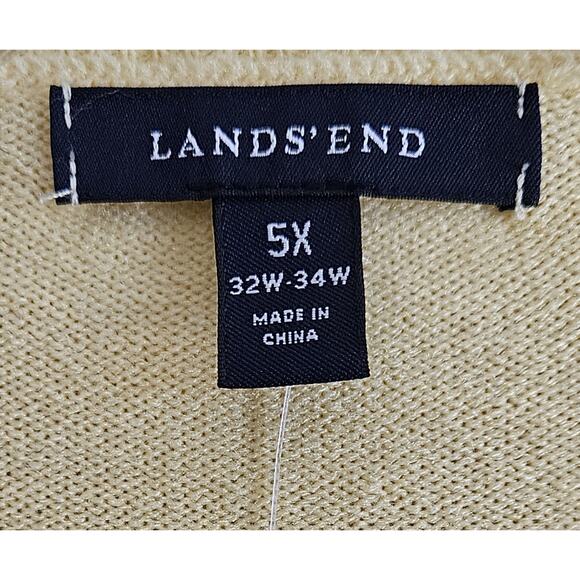 LANDS END Women Plus 5X 32 34 Sweater Butter Yellow Short Sleeve Bust 58" NWOT - Picture 3 of 6